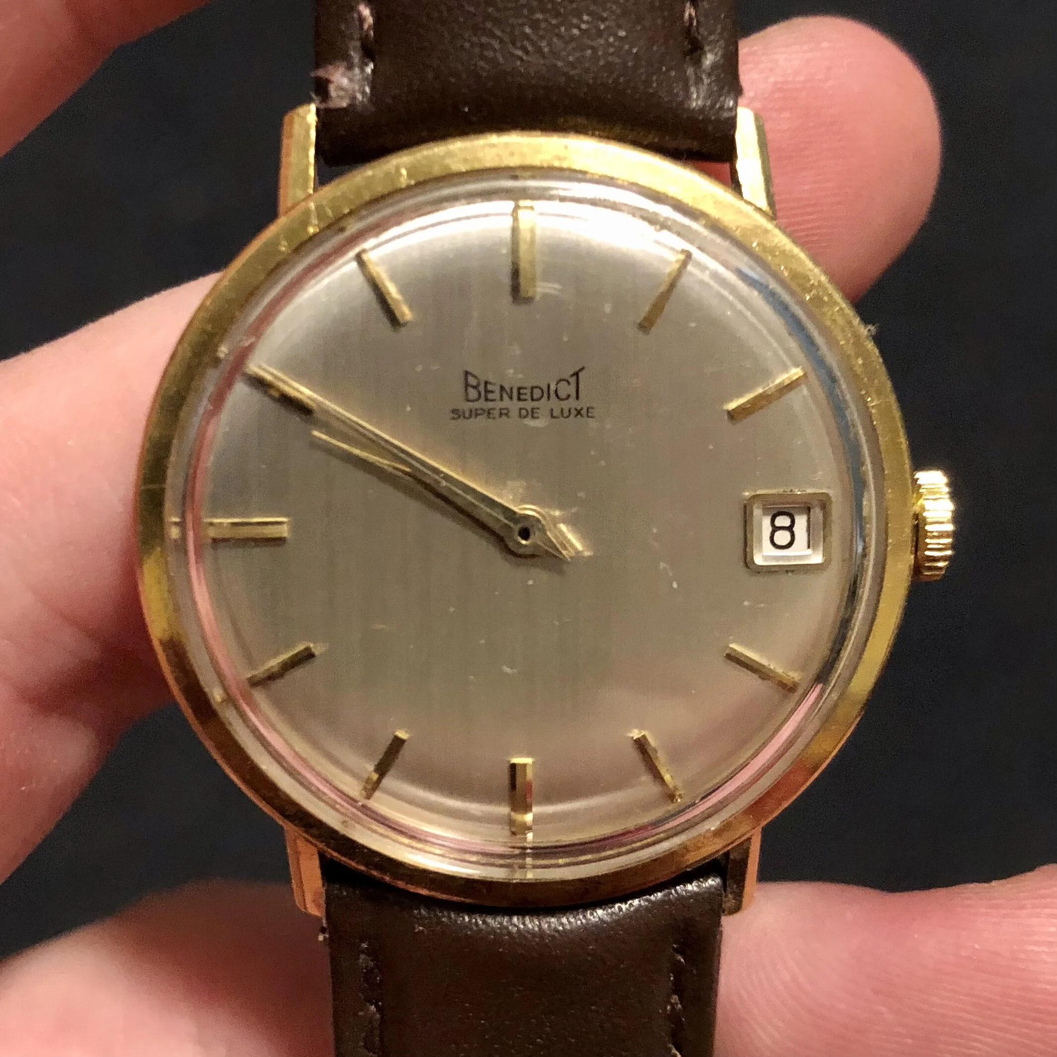 Benedict gold watch gifted to Boris Gorlin, close-up